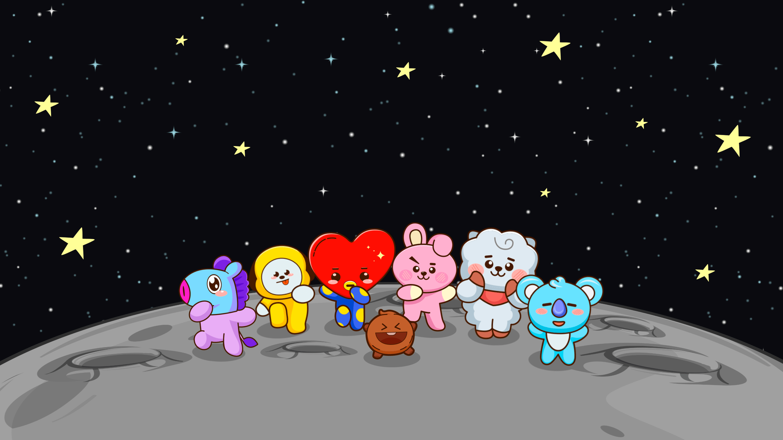 BT21 on the Moon Free Wallpaper