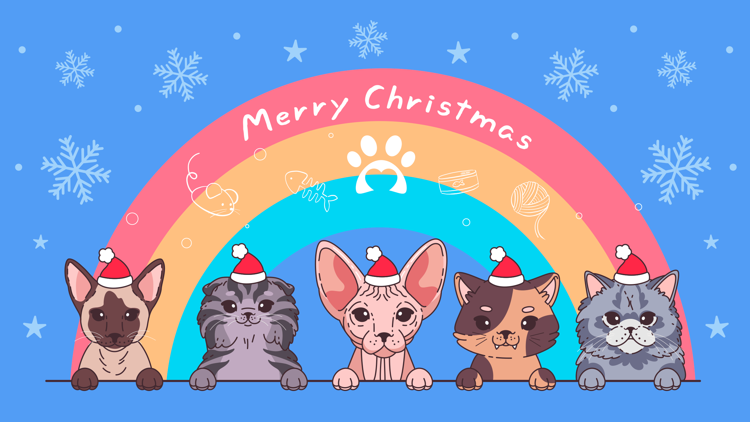 Christmas Cats Free Wallpaper