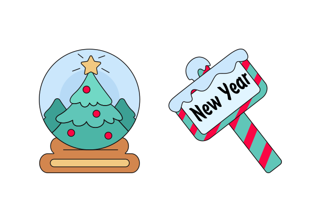 Snow Globe and Signboard Custom Cursor for Chrome from Merry Christmas and Happy New Year 2024 Cursors Collection