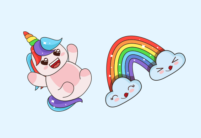 Kawaii Unicorn and Rainbow Cute Cursor