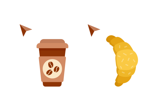 Coffee and Croissant Custom Cursor for Chrome from The Cutest Cursors Collection