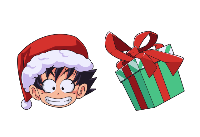 Son Goku in Christmas Hat Custom Cursor for Chrome from Merry Christmas and Happy New Year 2025 Cursors Collection
