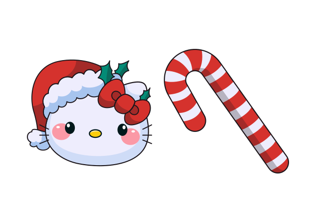 Hello Kitty in Santa Hat Custom Cursor for Chrome from Merry Christmas and Happy New Year 2025 Cursors Collection