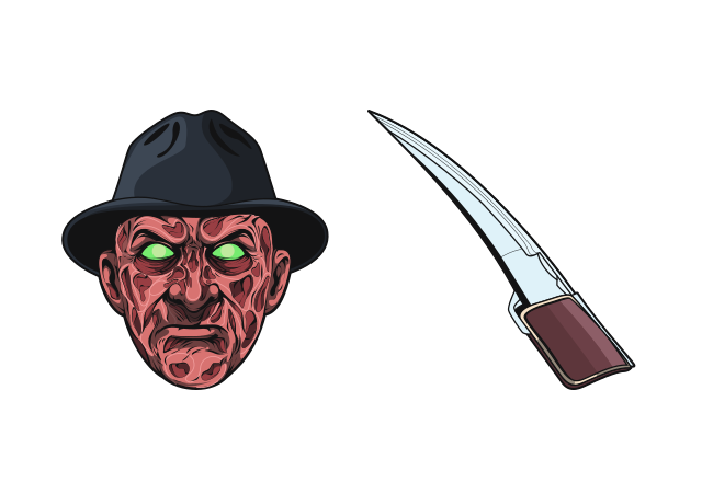 Freddy Krueger and Blade Custom Cursor for Chrome from Horror Villains Cursors Collection
