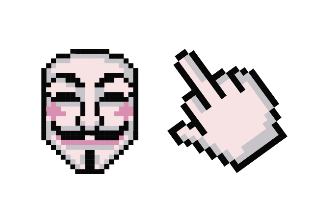 The Guy Fawkes Mask Pixel Custom Cursor for Chrome from Cute Pixel Cursors Collection