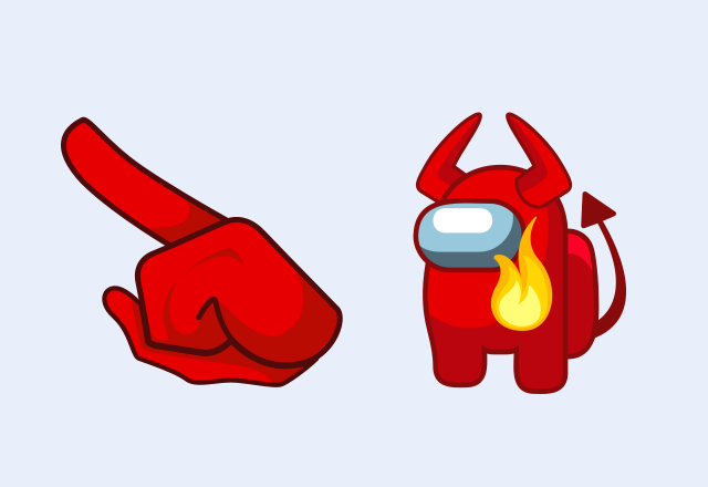 Custom Cursor Among Us Red with Devil Horns Character