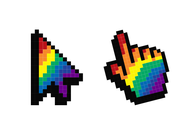 Rainbow Pixel Custom Cursor for Chrome from Cute Pixel Cursors Collection